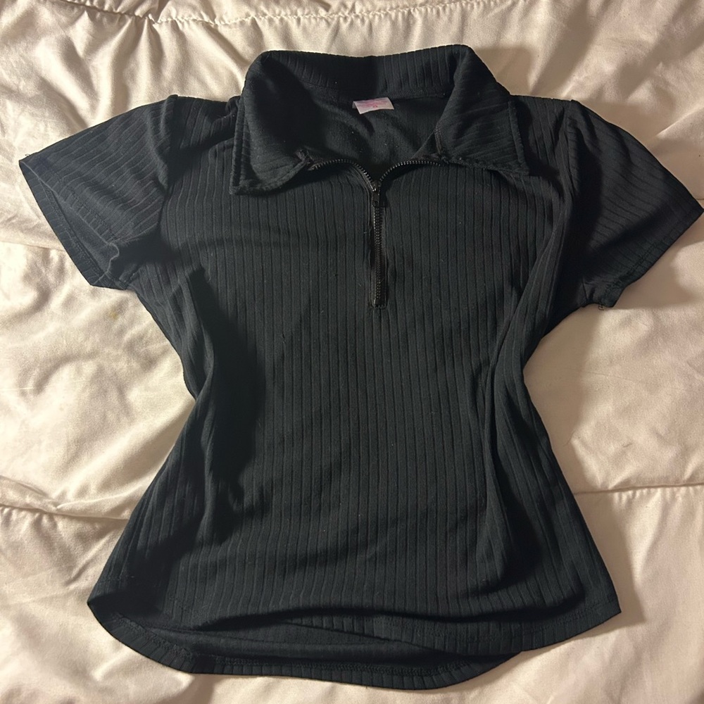 Black Ribbed Women's Top